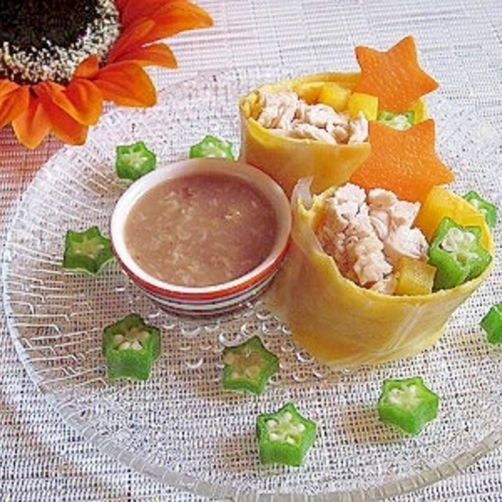 七夕!鶏と星野菜の卵巻き生春巻き♪